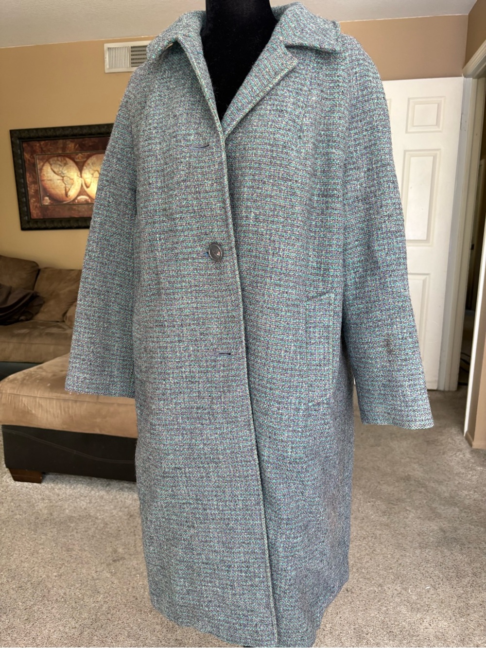 Harris Tweed Womens Teal Overcoat